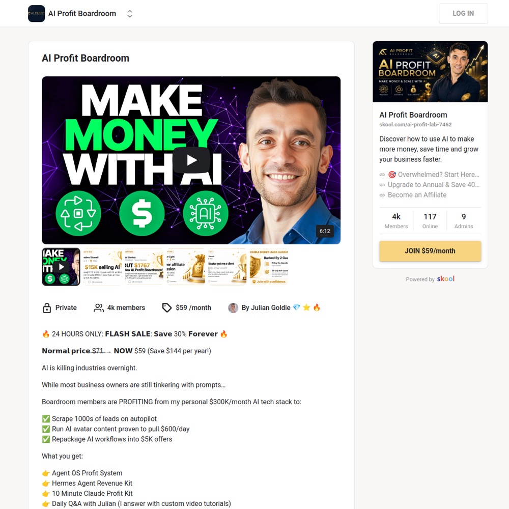 AI Profit Boardroom Skool group page