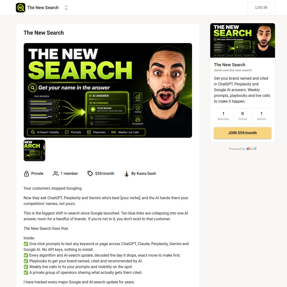 The New Search Skool group page